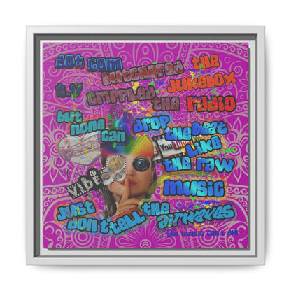 drop the beat - framed canvas art (pink swirl)