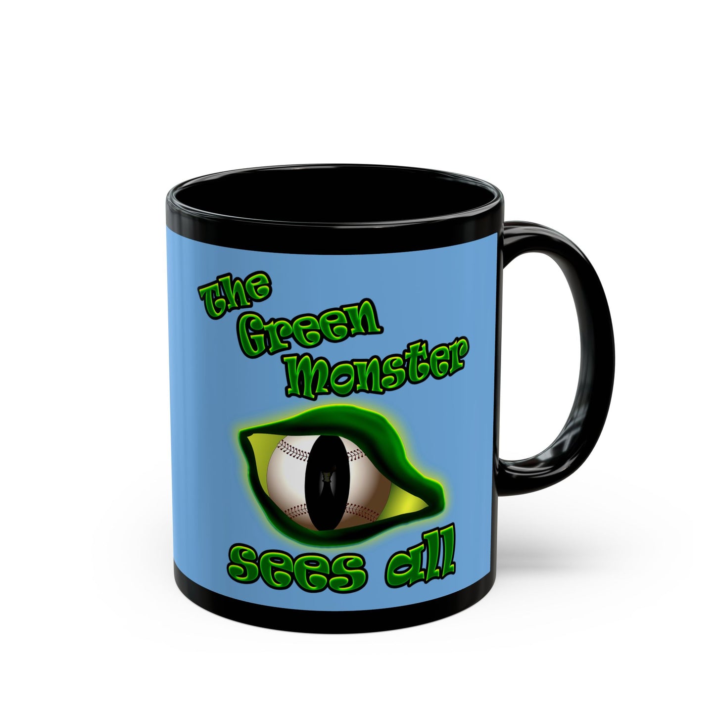green monster - Black Mug (light blue)