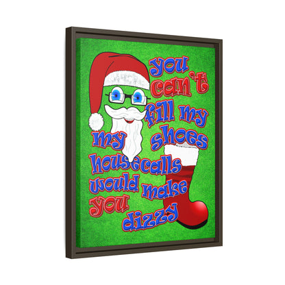 santa's shoes - framed canvas art (green turf)