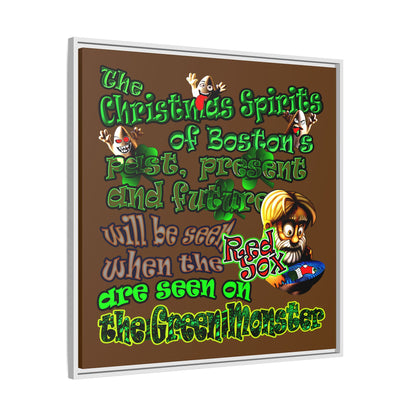 christmas spirits of boston - framed canvas art (brown)