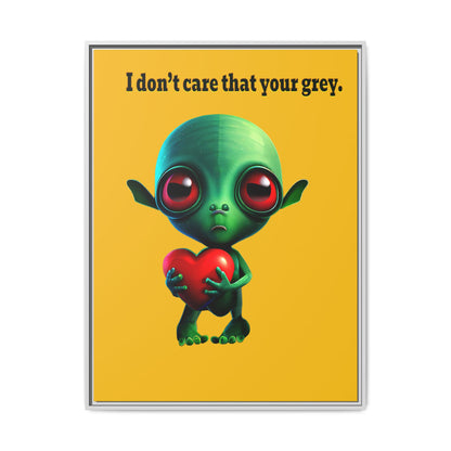 I don't care that your grey - framed canvas art (yellow)