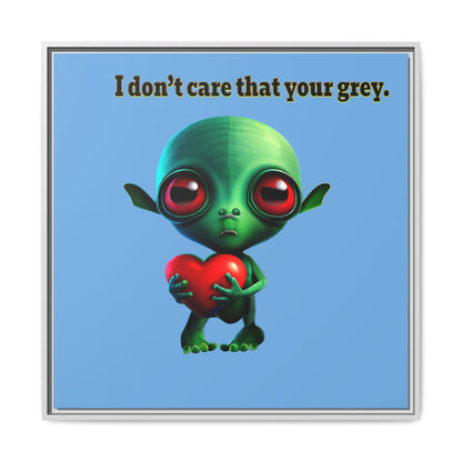 I don't care that your grey - framed canvas art (light blue)
