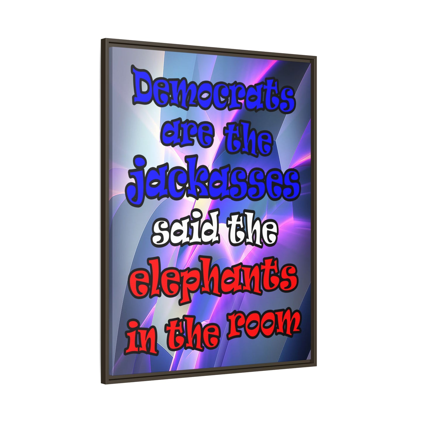 donkeys and elephants - framed canvas art (grey-pink wave)