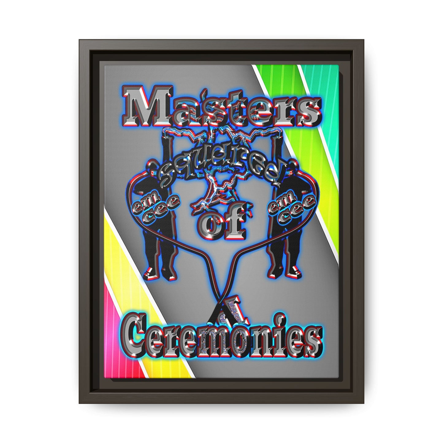 em cee squared - framed canvas art (rainbow split)