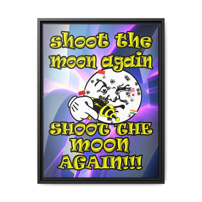 shoot the moon again - framed canvas art (grey-pink wave)