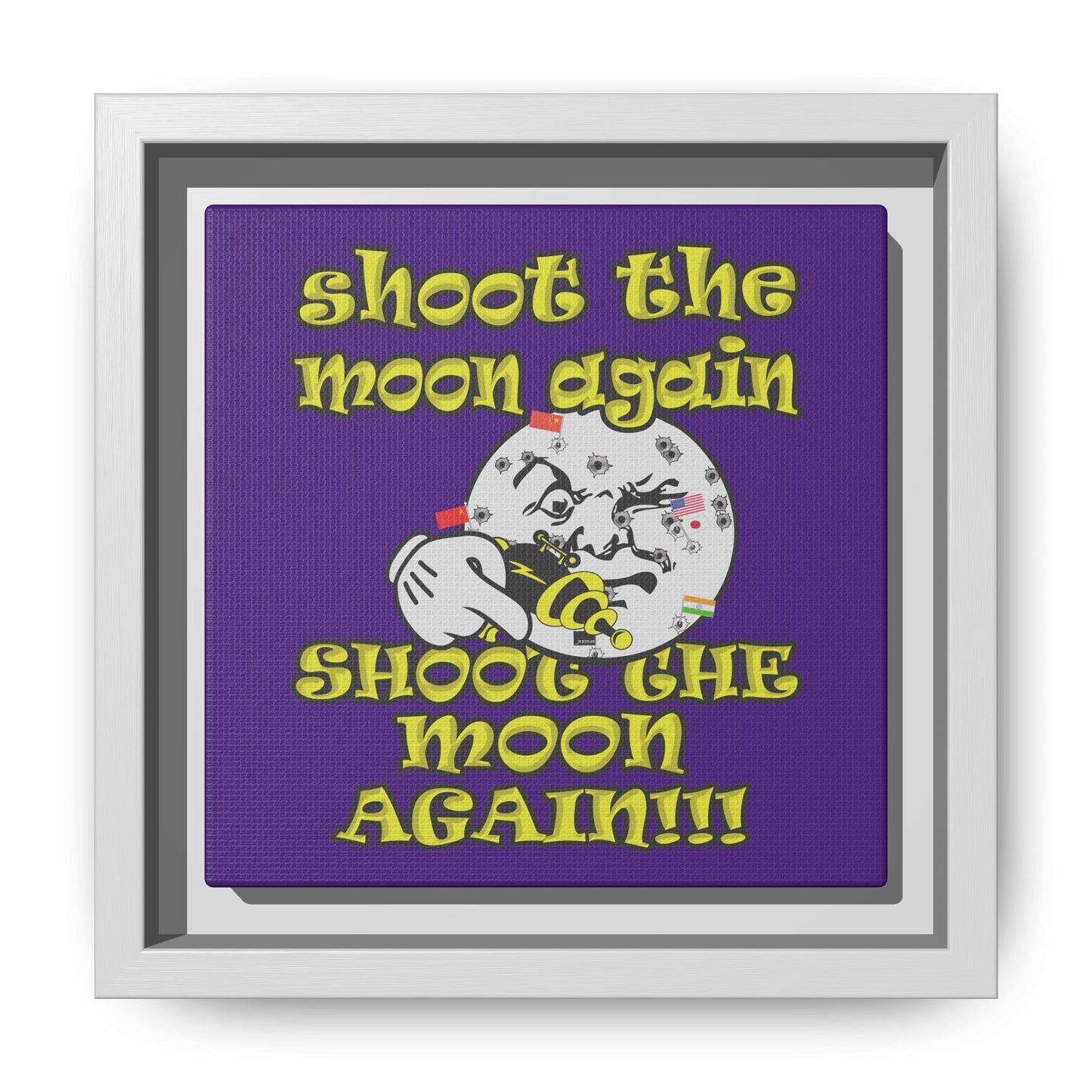 shoot the moon again - framed canvas art (purple)