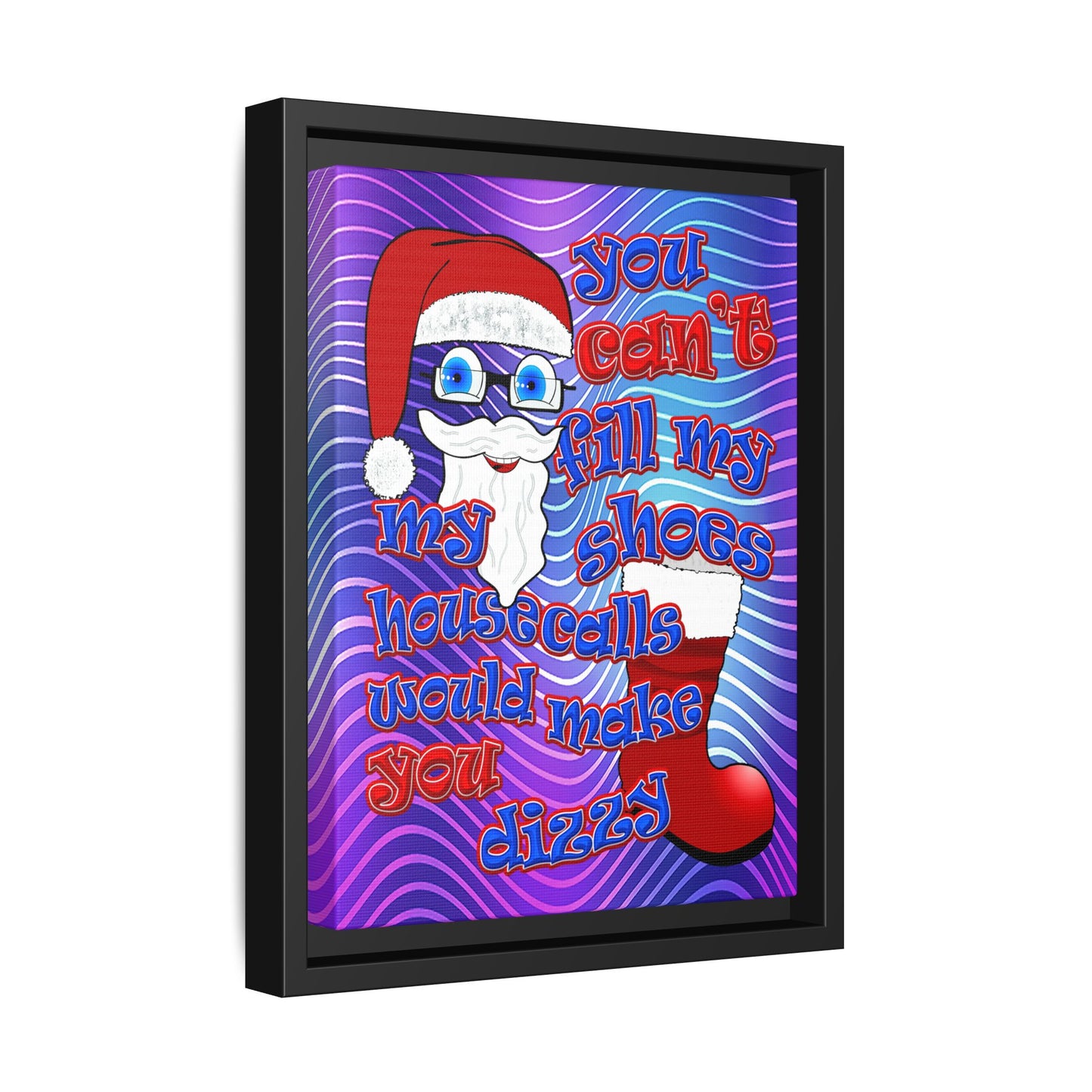 santa's shoes - framed canvas art (purple wave)