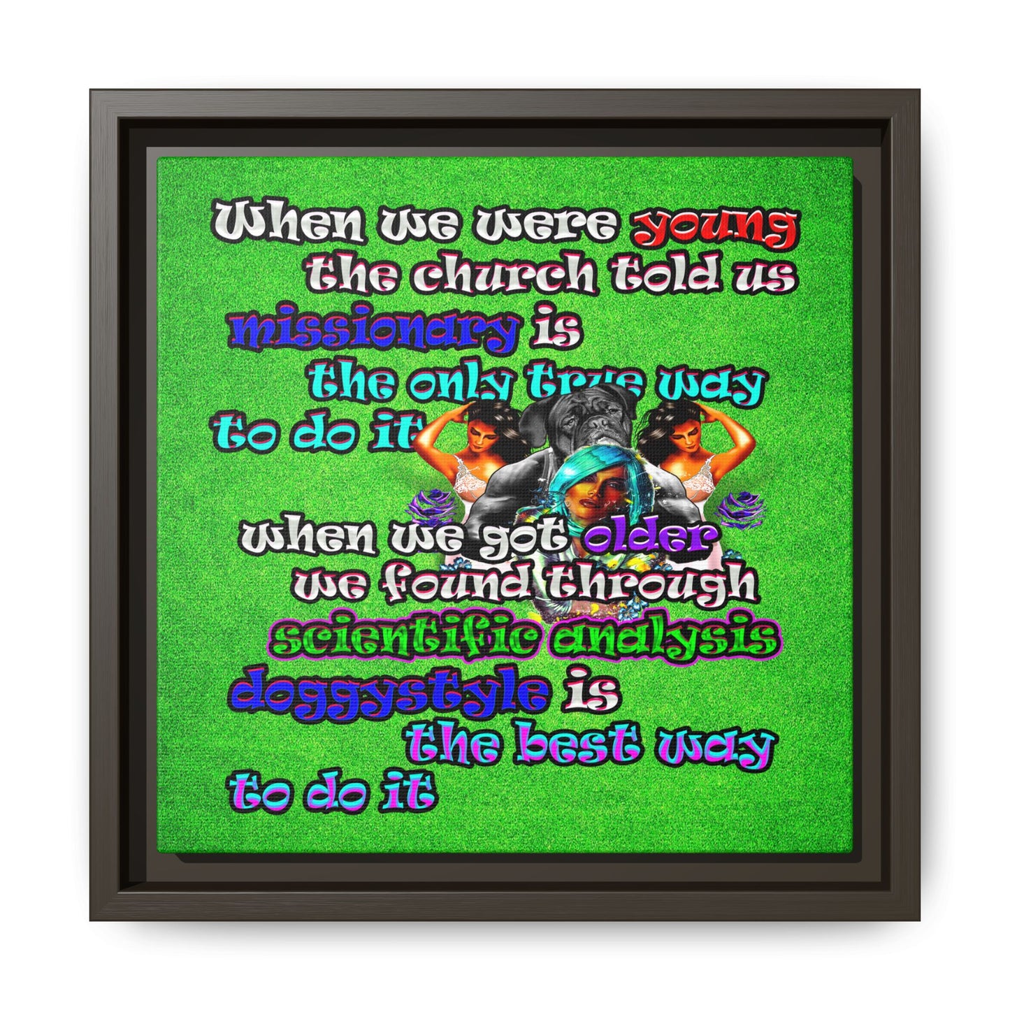 doggystyle - framed canvas art (green turf)