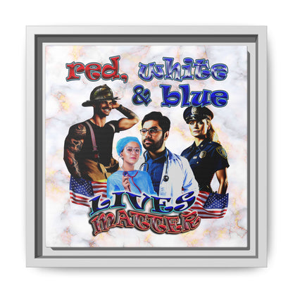 rw&b lives matter - framed canvas art (white marble)
