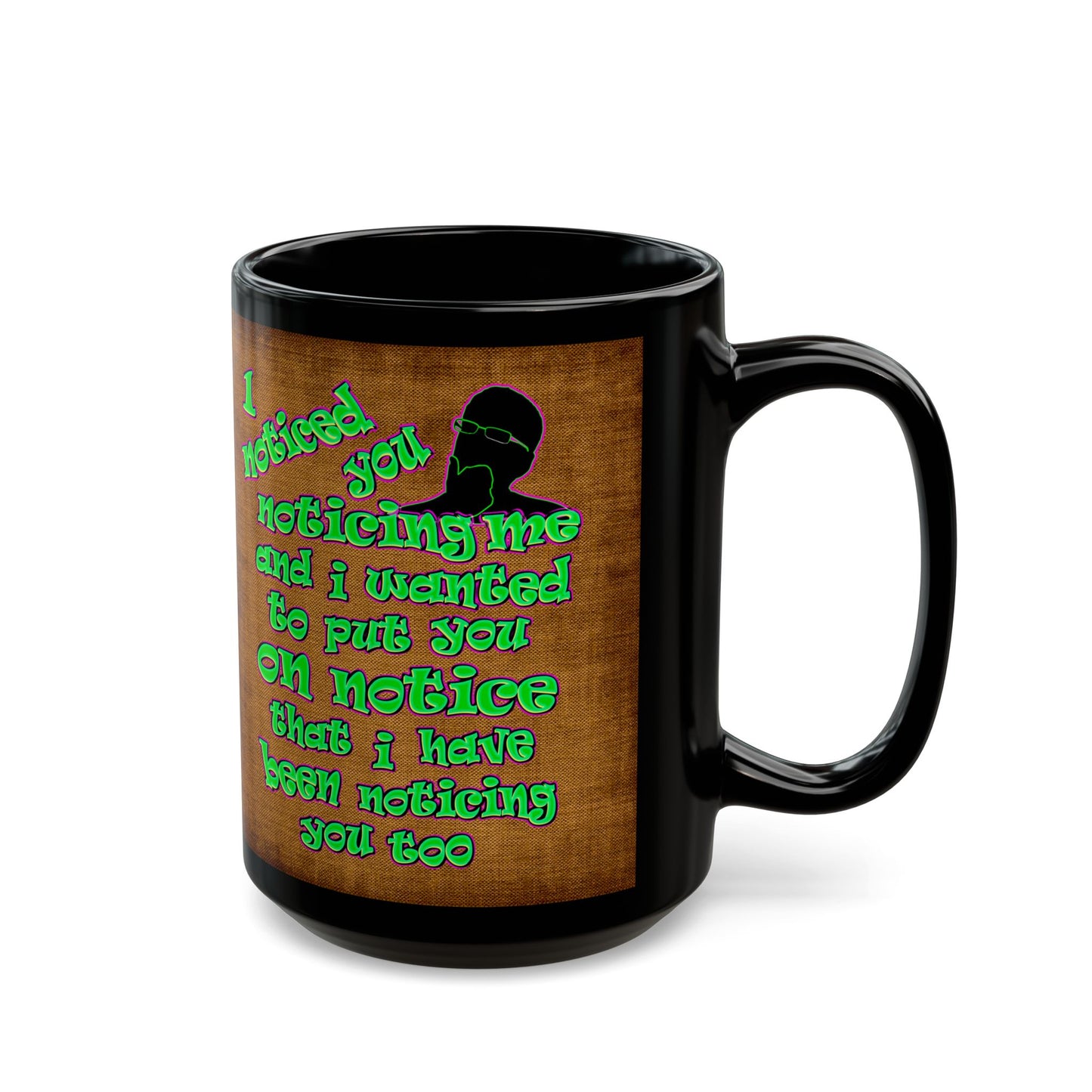 noticed you noticing - Black Mug (brown papyrus)