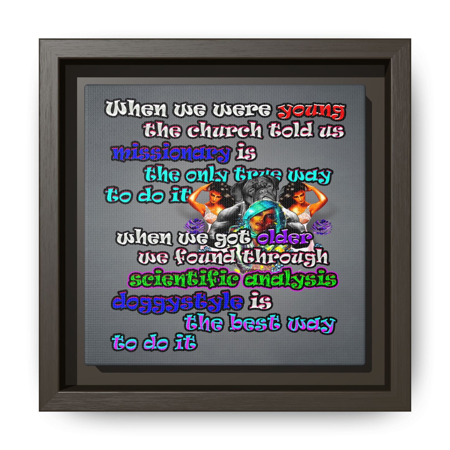 doggystyle - framed canvas art (grey-light grey)