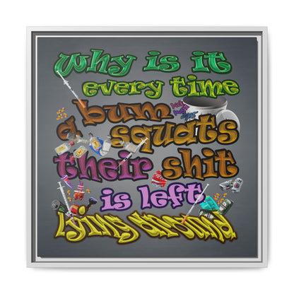 the bum's shit - framed canvas art (grey-light grey)
