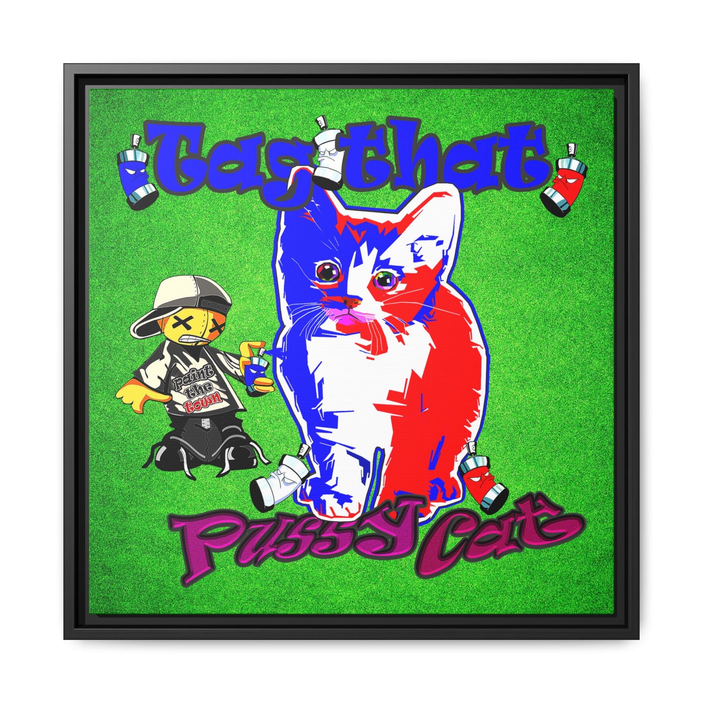 tag that - framed canvas art (green turf)