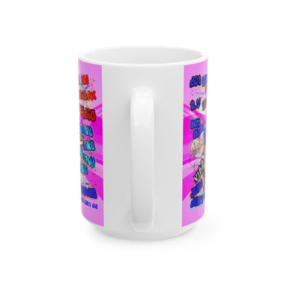 drop the beat - White Mug (light blue-pink wave)