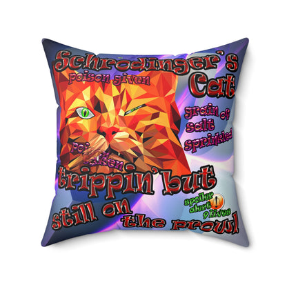 schrodinger's cat - Faux Suede Square Pillow - (grey-pink wave)