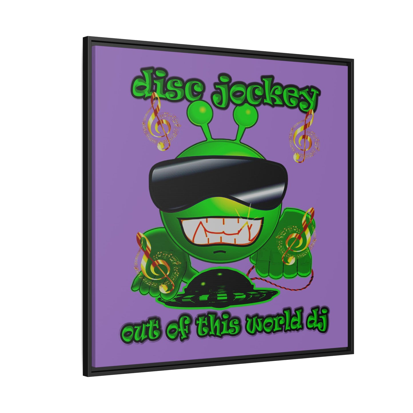 disc jockey - framed canvas art (light purple)