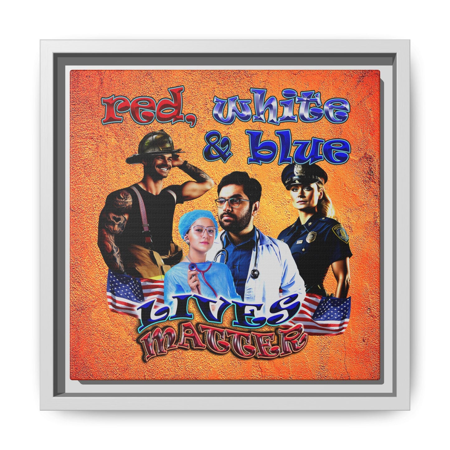 rw&b lives matter - framed canvas art (burnt orange)