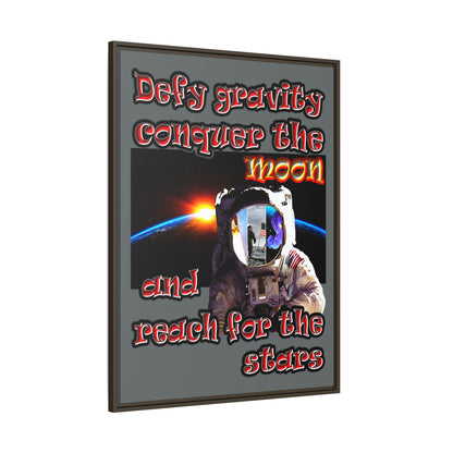 defy conquer reach - framed canvas art (dark grey)
