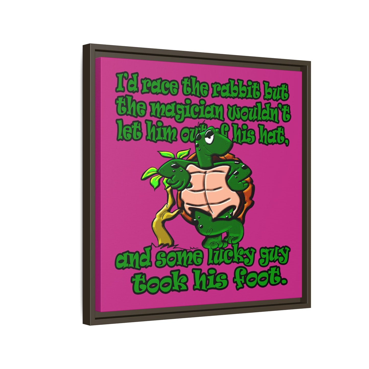 turtle race - framed canvas art (pink)