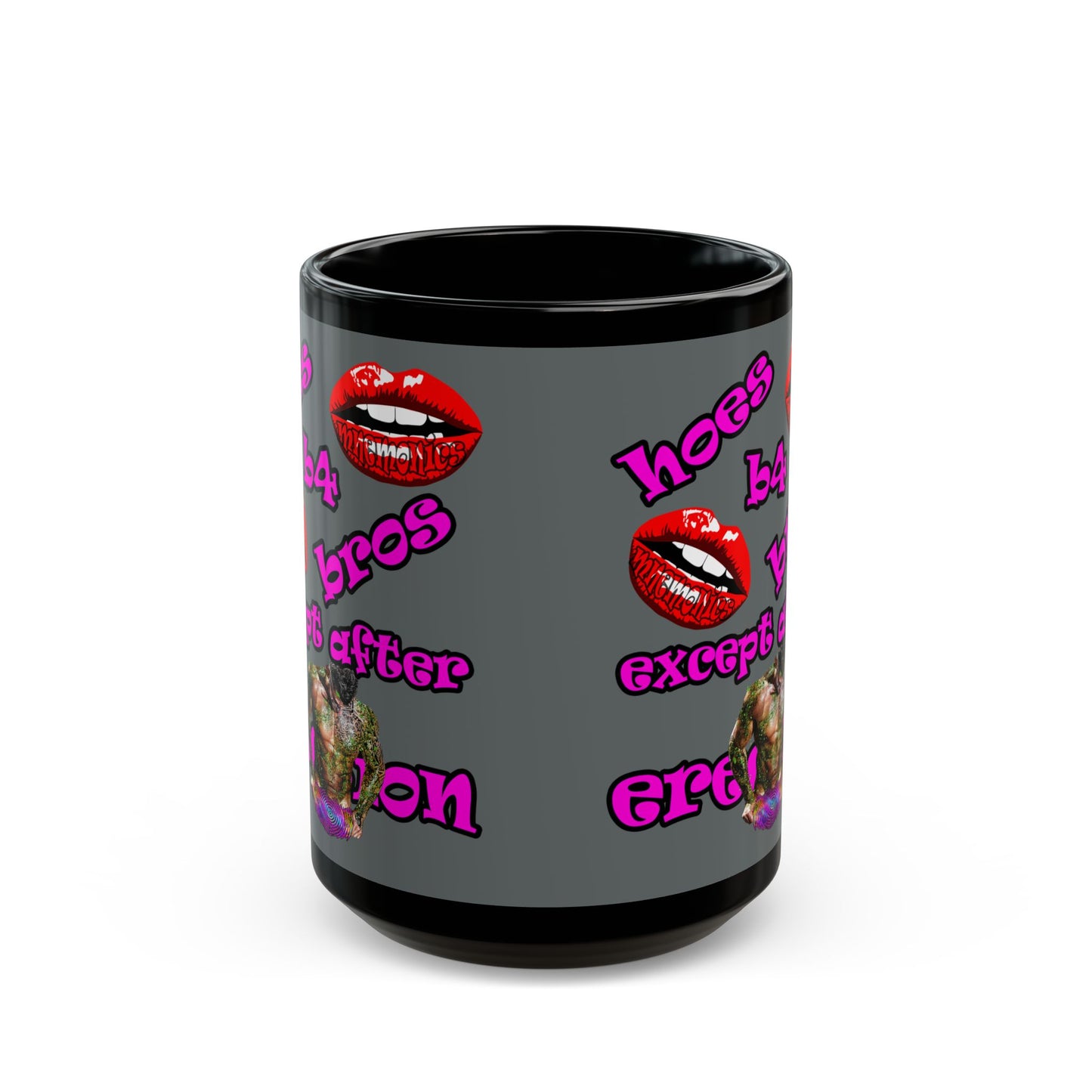 hoes b4 bros - Black Mug (dark grey)