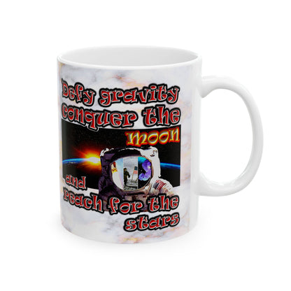 defy conquer reach - White Mug (white marble)