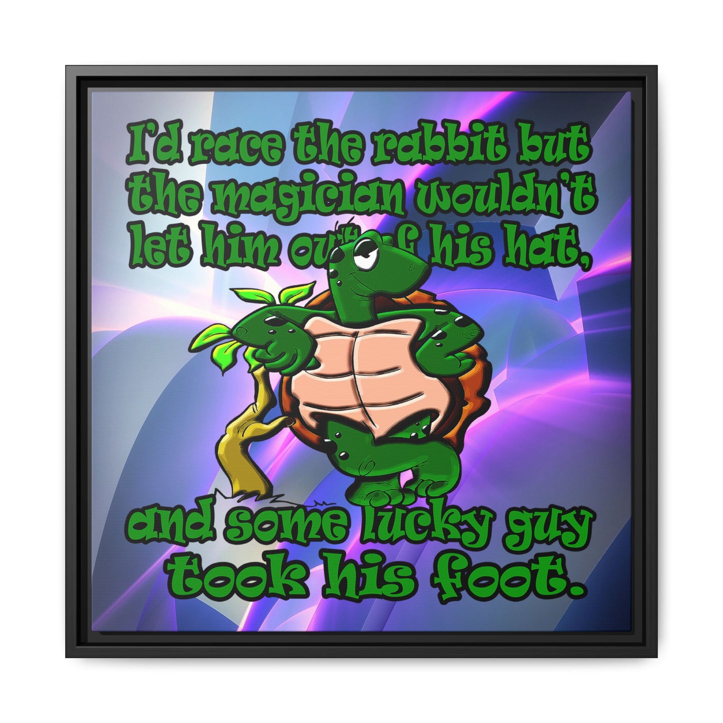 turtle race - framed canvas art (grey-pink wave)