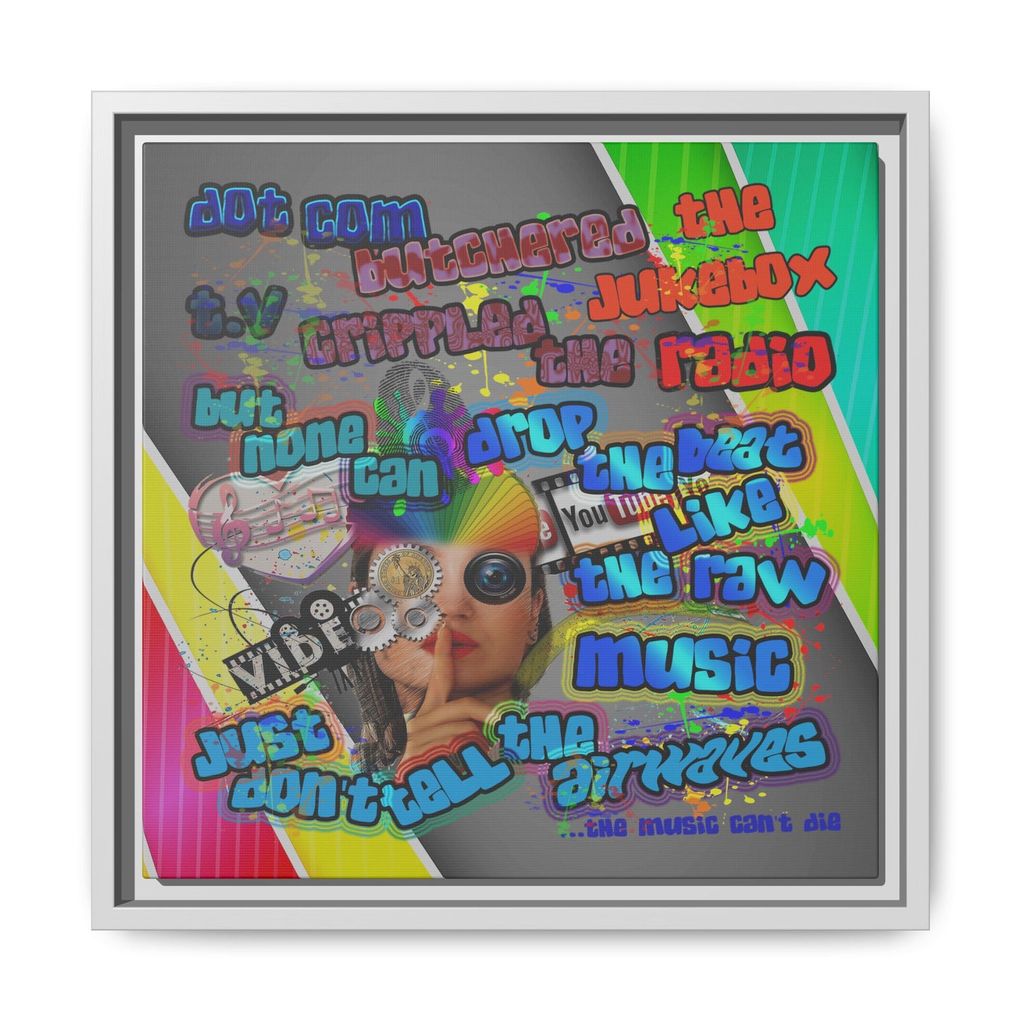 drop the beat - framed canvas art (rainbow split)
