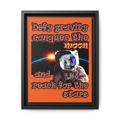 defy conquer reach - framed canvas art (orange)