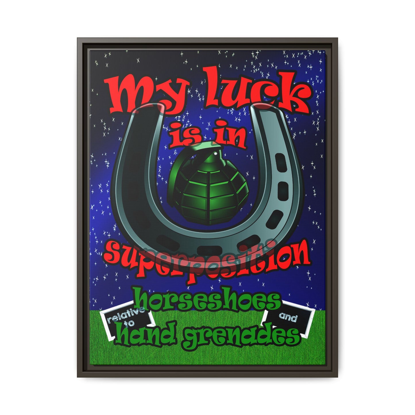 my luck - framed canvas art ('snoops' background)