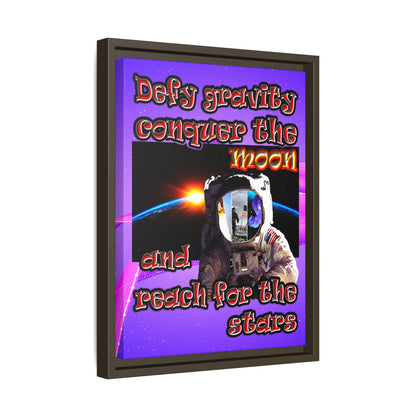 defy conquer reach - framed canvas art (purple-pink wave)