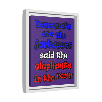donkeys and elephants - framed canvas art (purple)
