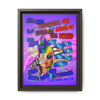 drop the beat - framed canvas art (purple-pink wave)