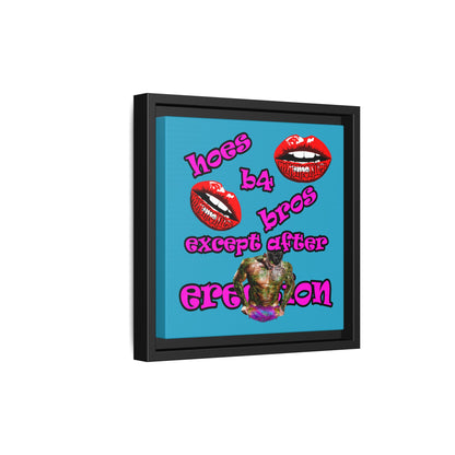 hoes b4 bros - framed canvas art (turquoise)