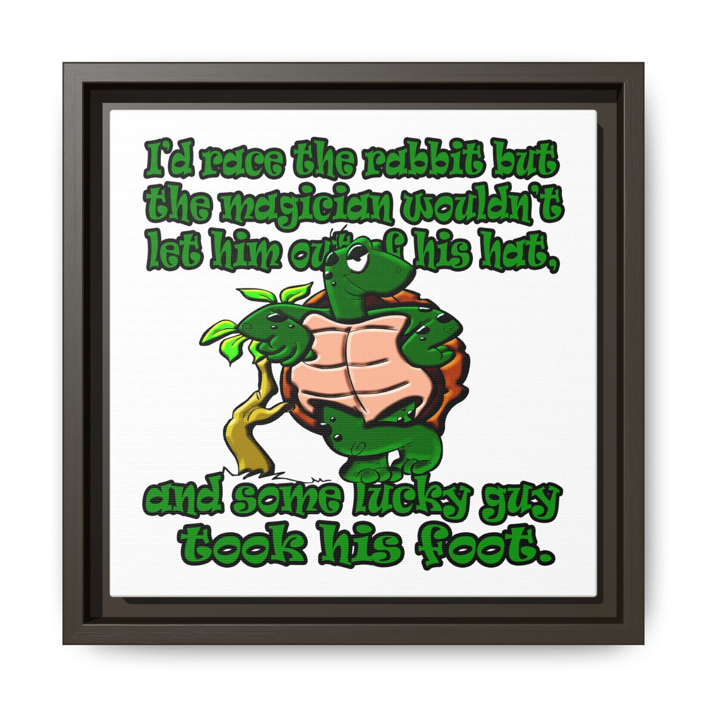 turtle race - framed canvas art (white)