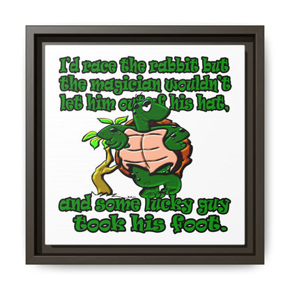 turtle race - framed canvas art (white)