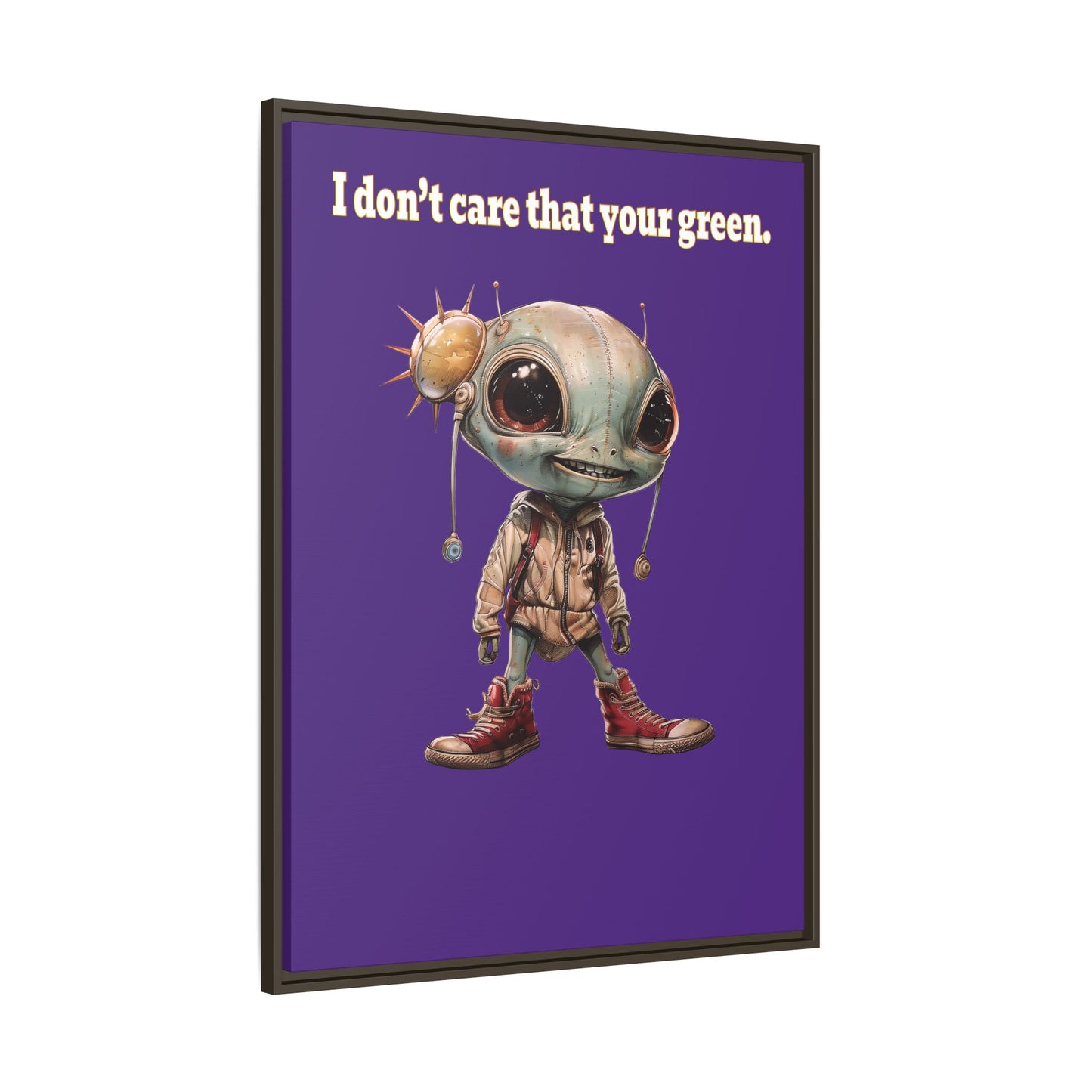 I don't care that your green - framed canvas art (purple)