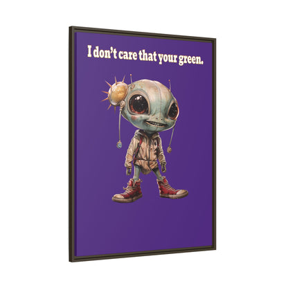 I don't care that your green - framed canvas art (purple)