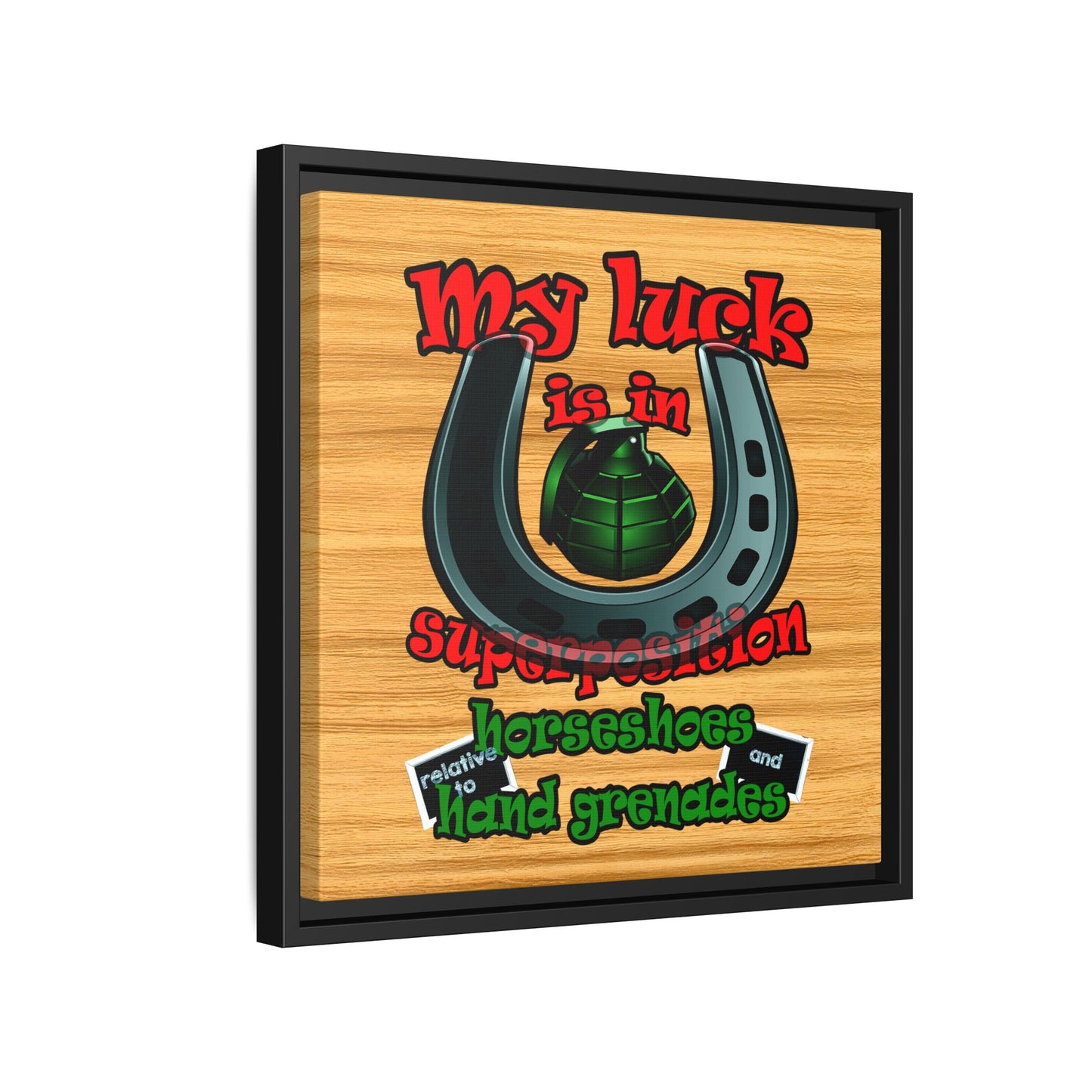 my luck - framed canvas art (butterscotch wood finish)