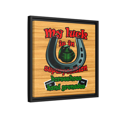 my luck - framed canvas art (butterscotch wood finish)