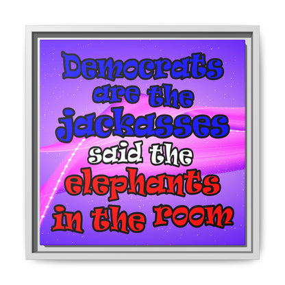 donkeys and elephants - framed canvas art (purple-pink wave)