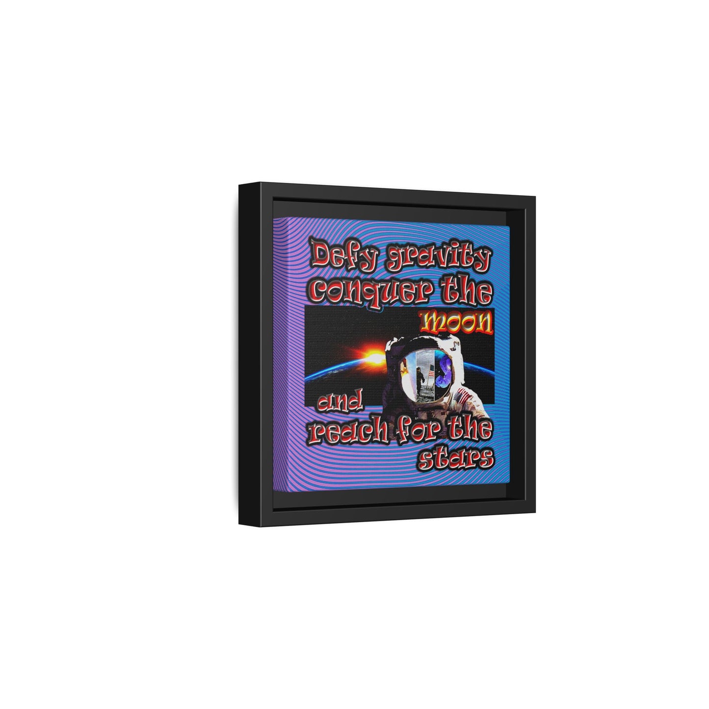 defy conquer reach - framed canvas art (light blue-purple wave)