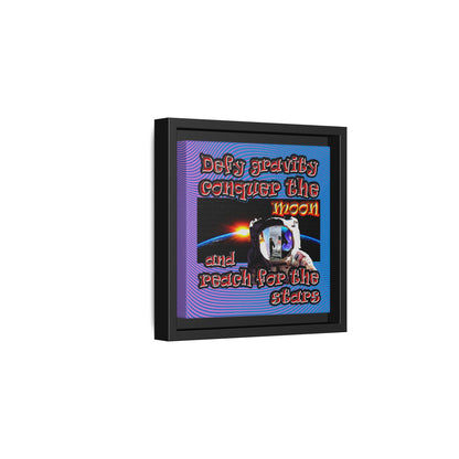 defy conquer reach - framed canvas art (light blue-purple wave)