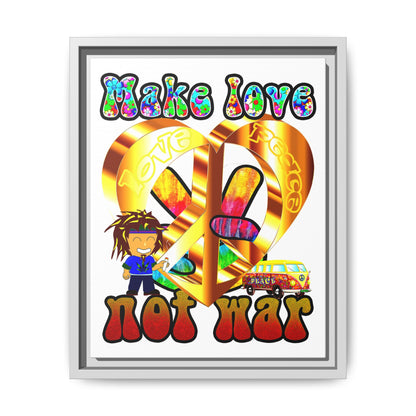 love peace - framed canvas art (white)
