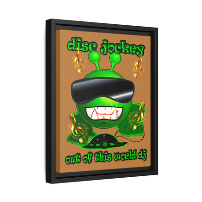 disc jockey - framed canvas art (light brown)