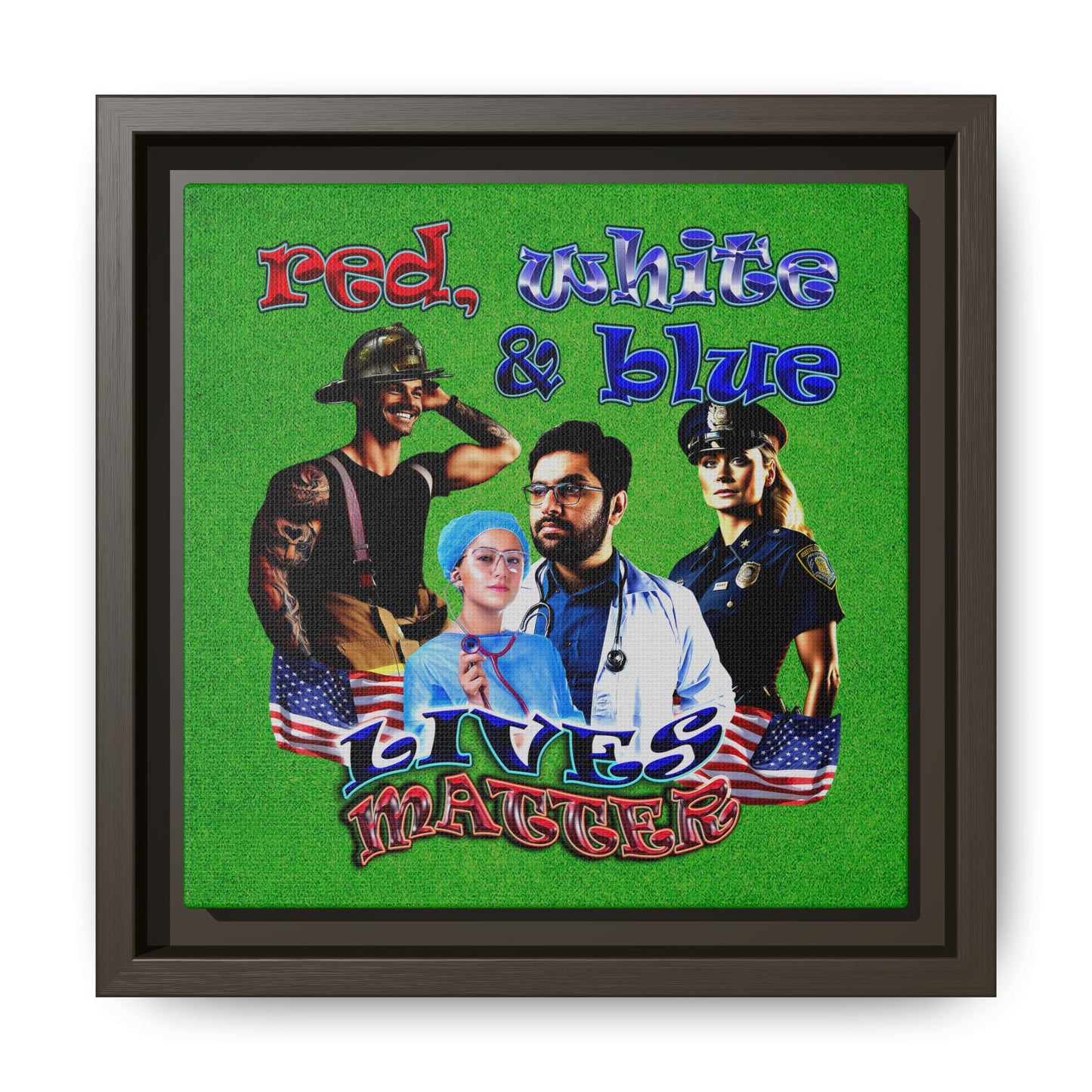 rw&b lives matter - framed canvas art (green turf)