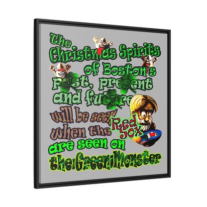 christmas spirits of boston - framed canvas art (light grey)