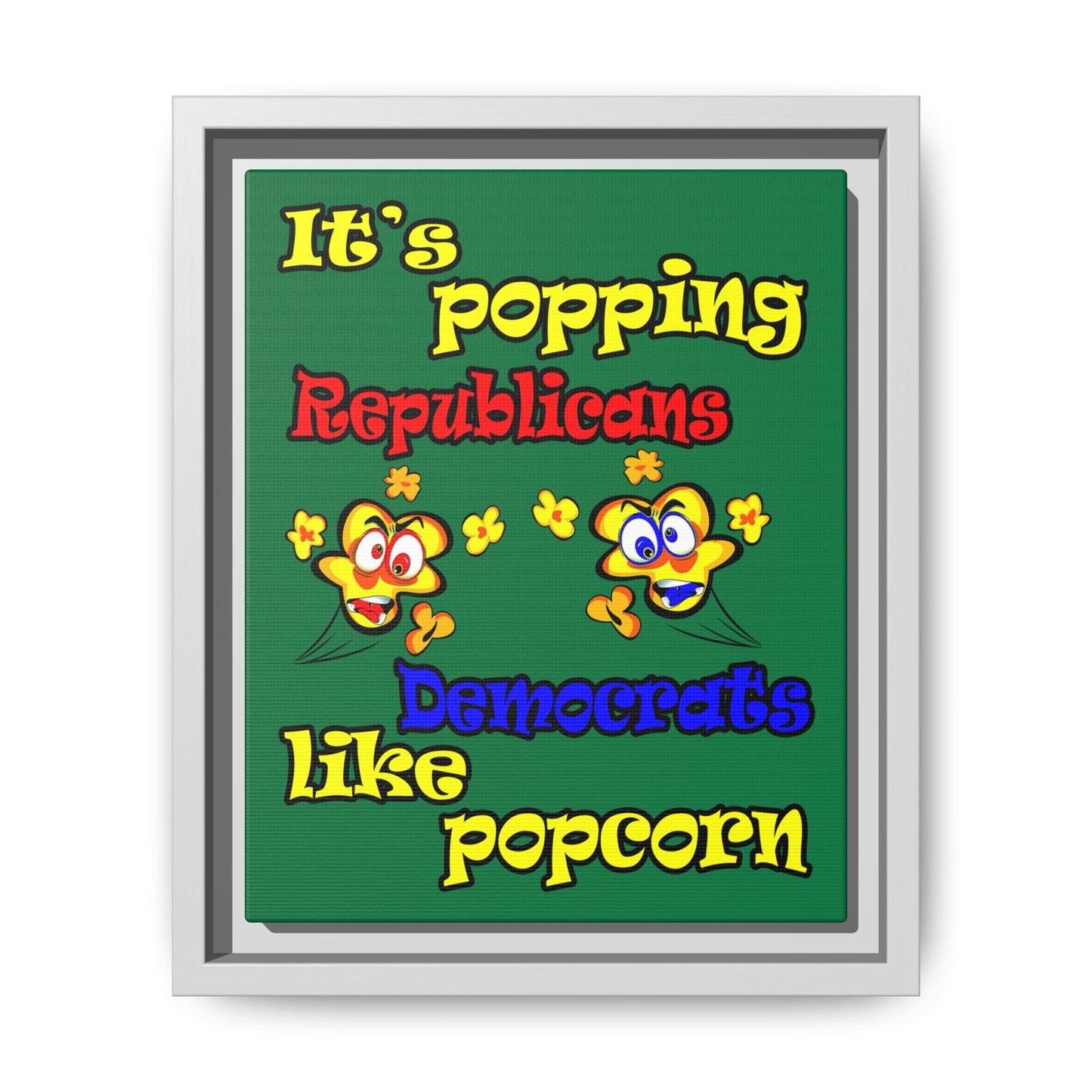 popping like popcorn - framed canvas art (dark green)