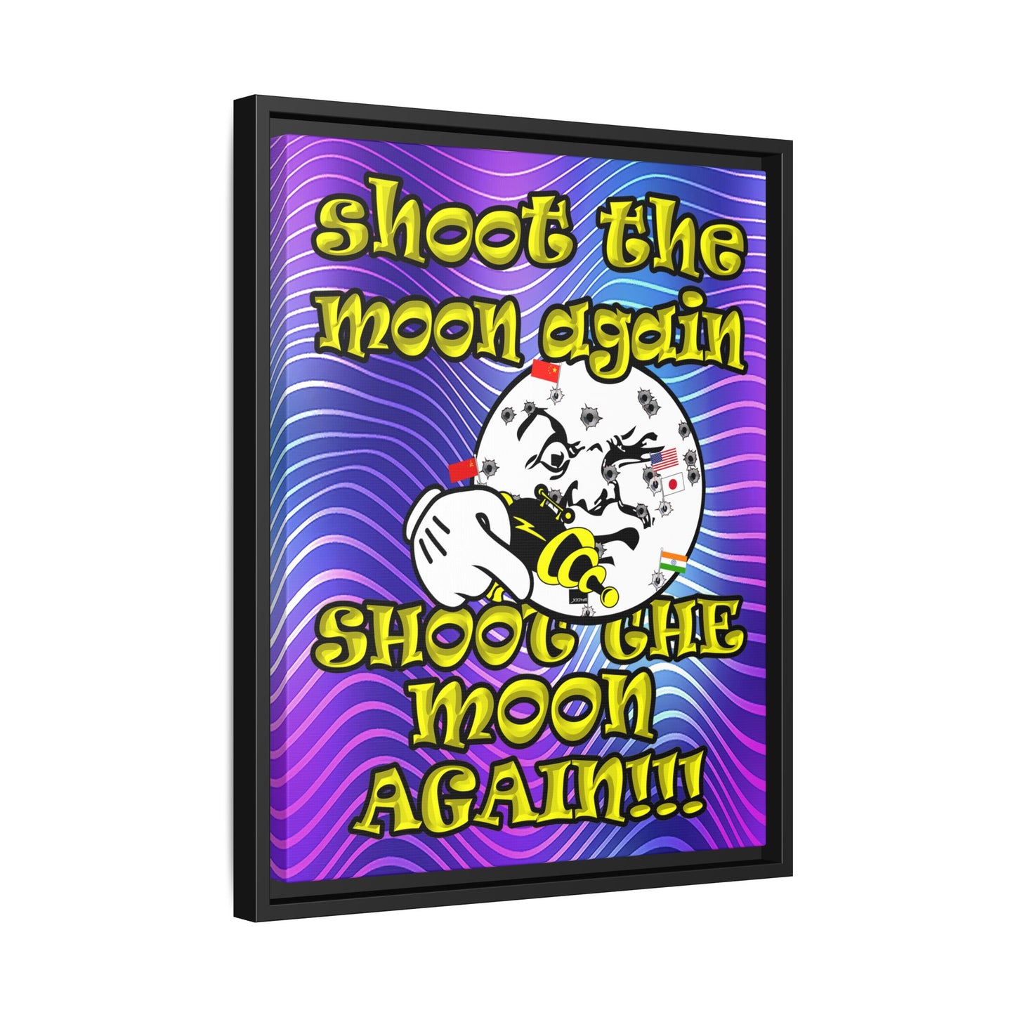 shoot the moon again - framed canvas art (purple wave)