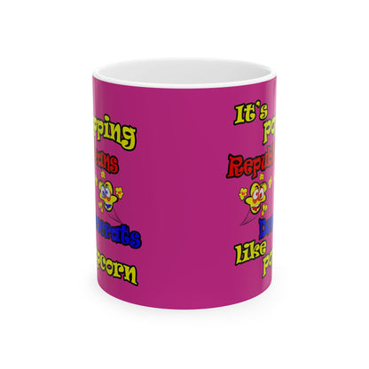 popping like popcorn - White Mug (pink)