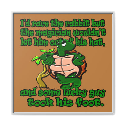 turtle race - framed canvas art (light brown)